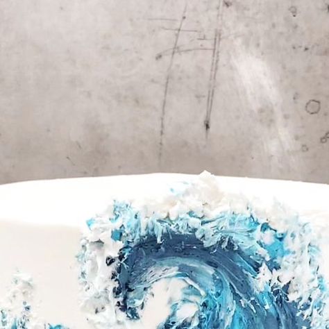 Wave Cake Ideas, Ocean Cake, Wave Cake, Barrel Cake, Ocean Cakes, Summer Cookies, Ocean Design, The Big One, Wave Painting