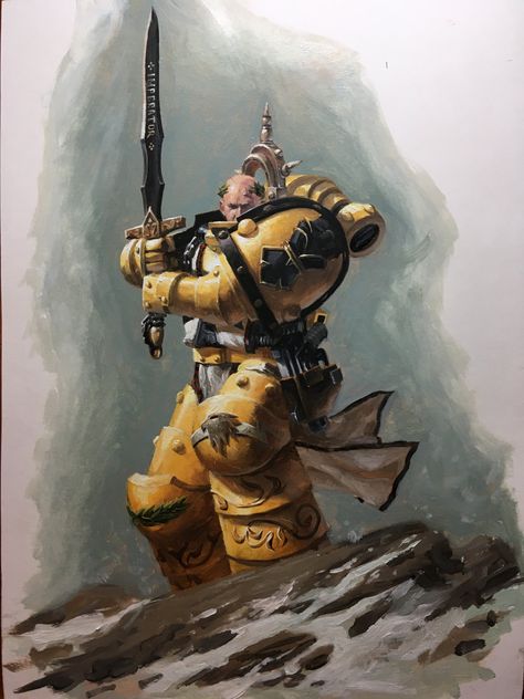 Imperial Fists 40k Art, Warhammer 40k Tabletop, Warhammer 40k Blood Angels, Bald Guy, Space Marine Art, Imperial Fists, 40k Artwork, The Horus Heresy, Warhammer 40k Art