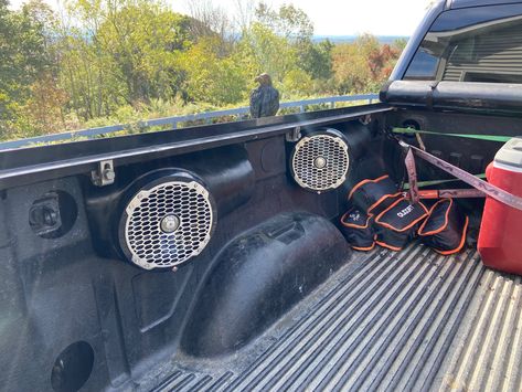 4 rockford fosgate pm282b speakers powered by 400-2 rockford amp … sounds amazing F150 Build, Truck Speakers, Vw Pickup, Car Builds, Marine Speakers, Jeep Ideas, Rockford Fosgate, Chevy S10, Car Decorations