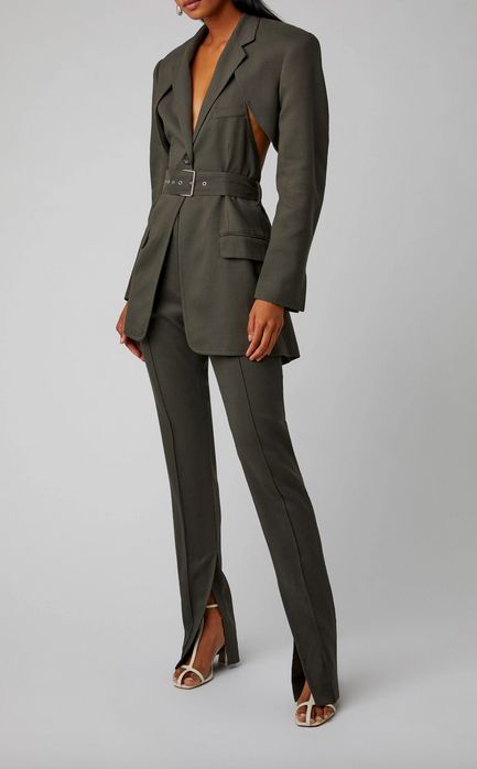 Peter Do Detachable Open-Back Twill Blazer Open Back Suit, Peter Do, Nyc Girl, Woman Suit Fashion, Studio 54, Slim Leg Pants, Blazer Outfits, Blazer Fashion, Professional Outfits