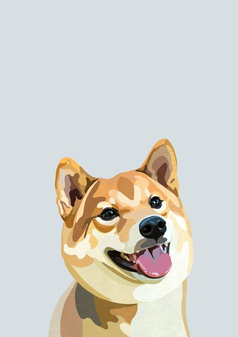 A digital illustration of a Shiba Inu dog by artist Brownflower. Shiba Painting, Shiba Dog Illustration, Dog Digital Illustration, Shiba Inu Painting, Shiba Inu Dog Drawing, Shiba Inu Cartoon, Shiba Illustration, Shiba Inu Illustration, Shiba Inu Drawing