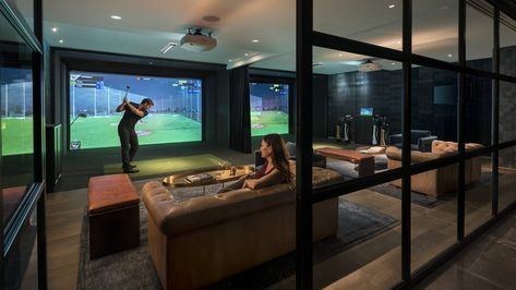 Four Seasons Hotels and Resorts | Luxury Hotels | Four Seasons | Photos and Videos Golf Lounge, Sport Bar Design, Communal Workspace, Golf Bar, Indoor Golf Simulator, Golf Simulator Room, Houston Hotels, Golf Room, Golf Simulator