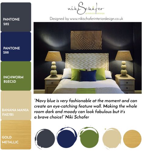 Lime Green And Navy Bedroom, Navy Blue Red And Gold Bedroom, Navy Blue And Green Bedroom, Ochre Bedroom, Marilyn Monroe Bedroom, Counseling Room, Blue Green Bedrooms, Cream Bedroom Ideas, Olive Green Bedrooms