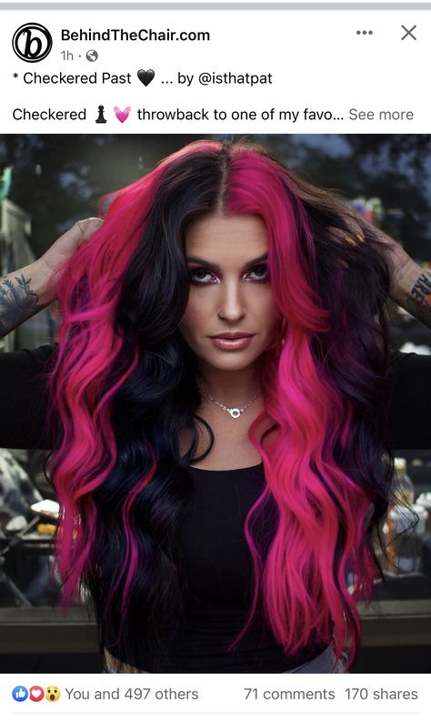 Color Block Hair, Pink And Black Hair, Vivid Hair Color, Bold Hair Color, Dyed Hair Inspiration, Lavender Hair, Pretty Hair Color, Peinados Fáciles Para Cabello Corto, Edgy Hair