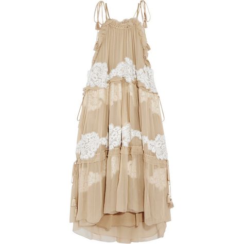 Chloé Crocheted lace-paneled silk-georgette dress ($2,475) ❤ liked on Polyvore featuring dresses, sand, slimming slip, crochet lace dress, drawstring waist dress, slip dress and lightweight dresses Drawstring Waist Dress, Lace Front Dress, Silk Georgette Dress, Bohemian Style Dresses, Chloe Dress, Asymmetrical Hem Dress, Crochet Lace Dress, Boho Chic Dress, Boho Style Dresses