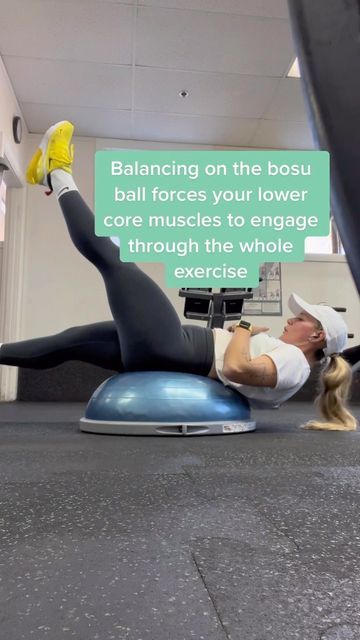 BOSU® on Instagram: "The Balance Trainer allows for (nearly) full range of motion of your spine, which in turn allows for the lengthening of your abdominals. In doing this you will feel the entire spectrum of your rectus abdominis (six pack). Try these variations just like @al_your_fitness_pal and let us know if you feel the burn! Need your own trainer? Get on the bandwagon and snag yours before our New Years Sale ends! bosuball #bosufitness #balance #bosu #fitspo" Balance Trainer Workout, Half Ball Exercises, Half Yoga Ball Workouts, Bosu Abs Core Exercises, Bosu Ab Workout, Half Ball Workout, Bosu Ball Workout Abs Core Exercises, Bosu Ball Balance Exercises, Bosu Ball Ab Workout