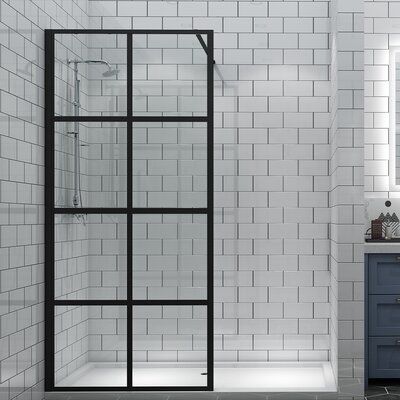 Quality construction with elegant craftsmanship to offer the best in contemporary styling and functionality. This Toolkiss shower door delivers the perfect combination of contemporary look and superior functionality. The clear glass panel showcase your shower's interior. | Maxus F05P1-Black 34 In. W X 74 In. H Fixed Framed Shower Door Pannel In Black, Size 74.0 H x 34.0 W in | Wayfair Panel Shower Door, Glass Shower Panels, Doorless Shower, Framed Shower Door, Minimalist Showers, Bathtub Doors, Bath Panel, Tub Doors, Glass Shower Doors