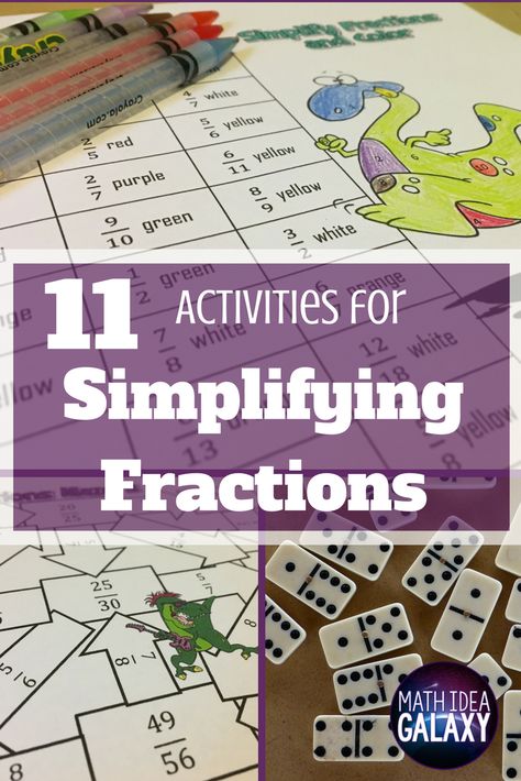 Check out all 11 fun simplifying fractions activities. Students will love them! Teaching Fractions 4th Grade, Simplifying Fractions Game, Simplifying Fractions Activities, Fraction Stations, Simplify Fractions, 4th Grade Math Games, Fractions Activities, Reducing Fractions, Learning Fractions