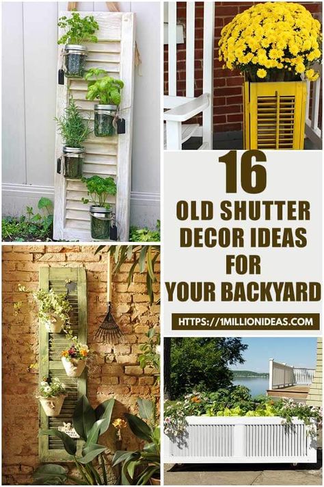 Old Shutter Ideas For Outside, Shutter Planter Ideas, Using Old Shutters In The Garden, Shutter Garden Ideas, Old Shutter Ideas, Shutter Decor Ideas, Old Shutters Decor, Shutters Decor, Old Window Shutters