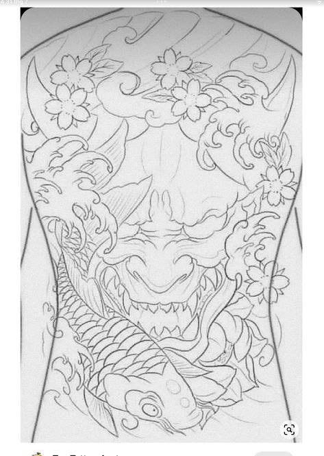 Dragon Koi Tattoo Design, Japanese Back Tattoo, Geisha Tattoo Design, Traditional Japanese Tattoo Designs, Koi Tattoo Design, Skull Hand Tattoo, Samurai Tattoo Design, Back Piece Tattoo, Japan Tattoo Design