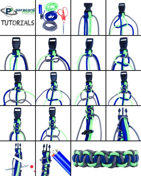 If you love the Cobra Paracord Bracelet but looking to expand your knowledge then take a look at this! Here are 5 easy variations on the Solomon 550 bracelet. Paracord Bracelets 3 Colors, 3 Color Paracord Keychain, 3 Color Paracord Bracelet Tutorial, 3 Color Paracord Bracelet, Paracord Projects Diy Easy, Parachute Cord Crafts, Paracord Bracelet Instructions, Paracord Weaves, Paracord Projects Diy