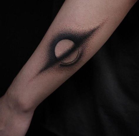 Dreads Art, Physics Tattoos, Straight Line Tattoo, Hole Tattoo, Black Hole Tattoo, Vertical Tattoo, Rad Tattoos, Tattoos Dotwork, Cosmos Tattoo