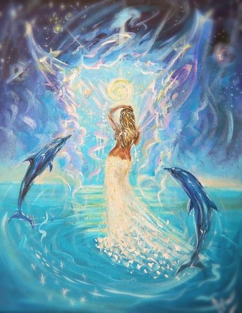 Dolphin Art, Mermaid Aesthetic, Mermaids And Mermen, Mystical Art, Visionary Art, Mermaid Art, Ethereal Art, Angel Art, In The Ocean