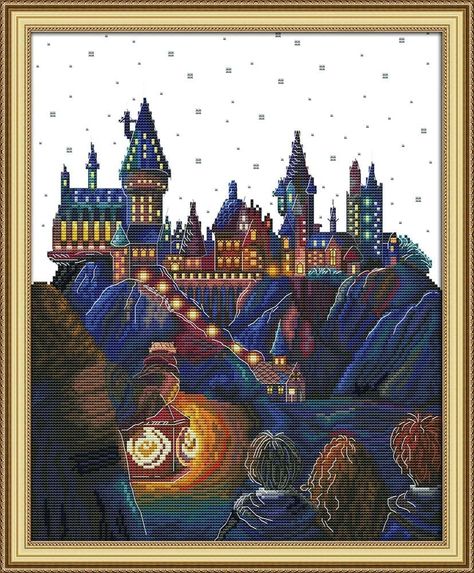 Joy Sunday Cross Stitch Kit Hogwarts Cross Stitch, Stamped Cross Stitch Kits, Stamped Cross Stitch, Dmc Cross Stitch, Magic Castle, Diy Embroidery Kit, Cross Stitch Thread, Cross Stitch Supplies, Crafts For Girls