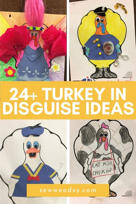 Turkey In Disguise Project Ideas Easy, Hidden Turkey, Disguise A Turkey Ideas Kids, Turkey Trouble, Ghost Project, Turkey In Disguise, Disguise A Turkey, Minion Stickers, Paper Turkey