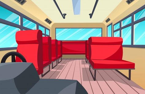 Illustration of the bus interior, cartoo... | Premium Vector #Freepik #vector #car #travel #cartoon #red School Bus Cartoon, Bus Cartoon, Estilo Cartoon, Funny Vintage Ads, Bus Interior, Furniture Design Sketches, Storyboard Illustration, Episode Backgrounds, Wooden Doors Interior