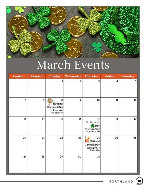 We are looking forward to seeing you all at these upcoming resident events in March! #March #Candlewood #CandlewoodApartments #ResidentEvents #Cocktails #scavengerhunt #SaintPatricksDay #InternationalWomensDay #CorpusChristi #LoveWhereYouLive #Community #WeLoveOurResidents Events In March, National Womens Day, Resident Events, Happy March, Sunday Monday Tuesday, Monday Tuesday Wednesday, Thursday Friday, Looking Forward To Seeing You, Fit Board Workouts