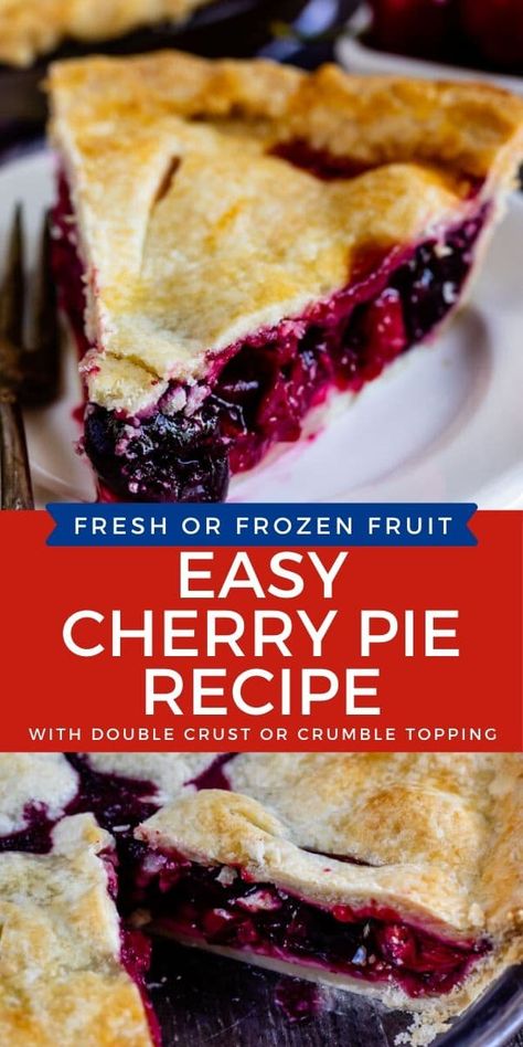 Learn how to make a Cherry Pie with a golden crust and delicious cherry filling. You can make the pie completely from scratch or you can use your favorite store-bought crust. I’ll show you exactly what to do so you can make a cherry pie that everyone will love. Best Cherry Pie Recipe, Cherry Pie Recipe Easy, Cake Samples, Summer Pie Recipes, Dessert Pies, Cherry Pies, Sweet Cherry Pie, Homemade Cherry Pies, Cherry Pie Recipe