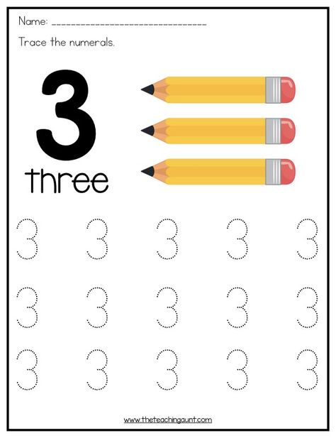 Number Tracing Worksheets for Preschoolers - The Teaching Aunt Preschool Number Tracing, Number Tracing Worksheets, Preschool Number Worksheets, Worksheets For Preschoolers, Free Printable Numbers, Preschool Tracing, Free Preschool Printables, Tracing Worksheets Preschool, Free Preschool Worksheets