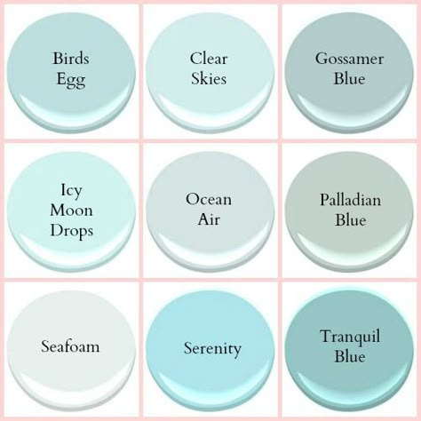 Benjamin Moore Aqua blues Coastal Paint Colors, Coastal Paint, Benjamin Moore Gray, Interior Paint Colors Schemes, Coastal Colors, Coastal Bedrooms, Interior Paint Colors, Paint Colors For Home, Colorful Furniture