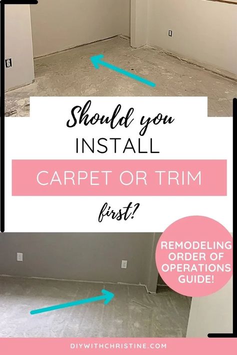 Install Carpet Diy, Replacing Carpet, Install Carpet, How To Install Baseboards, Carpet Diy, Home Depot Carpet, Sunken Living Room, Window Casing, Shoe Molding