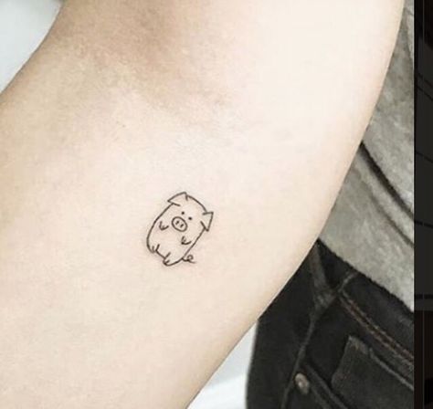 Piggy Tattoo Cute, Simple Pig Tattoo, Little Pig Tattoo, Small Pig Tattoo, Cute Pig Tattoo, Piggy Tattoos, Hog Tattoo, Small Silly Tattoos, Piggy Tattoo