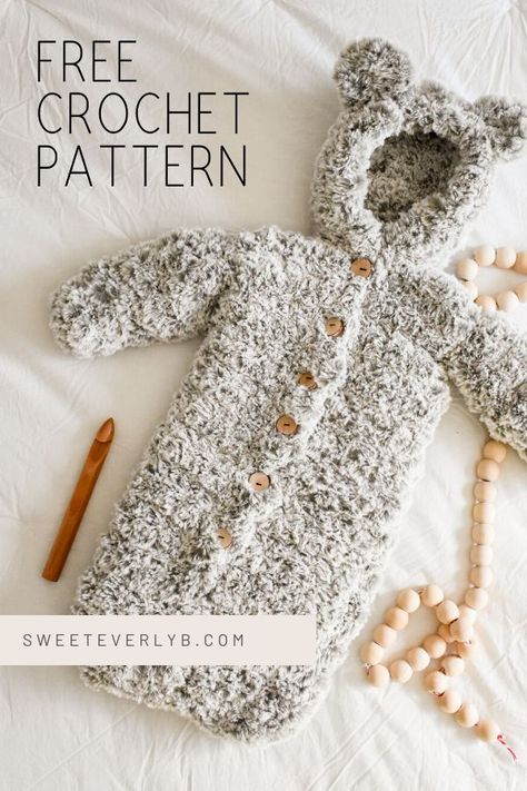 Nov 20, 2020 - The 1st Snow Crochet Baby Bunting Pattern is a wearable blanket for your baby made with faux fur yarn. The ears on the hood up the cuteness level. Snow Crochet, Baby Cocoon Pattern, Crochet Baby Projects, Bunting Pattern, Crochet Baby Cocoon, Crochet Baby Gifts, Baby Cocoon, Baby Bunting, Haken Baby