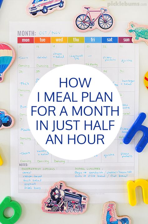 How I Meal Plan for a Month in Half an Hour - Picklebums Meal Plan For A Month, Meal Prep Plans, Monthly Meal Planning, Budget Meal Planning, Family Meal Planning, Meal Planning Printable, Make Ahead Meals, Frugal Meals, Diet Meal Plans