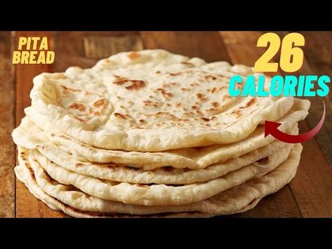 Vegan Pita Bread Recipe, Healthy Pita Bread, Low Calorie Wraps, Low Calorie Tortilla, Low Calorie Bread, Low Calorie Pizza, Healthy Tortilla, Super Low Calorie, Low Calorie Protein