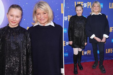 Martha Stewart, look-alike granddaughter Jude make rare appearance together Check more at https://news21usa.com/martha-stewart-look-alike-granddaughter-make-rare-appearance/ Alexis Stewart, Dark Sweater, Flare Leg Jumpsuit, Grandmother Granddaughter, Glittery Dress, Life Of Pi, Broadway Plays, Black High Boots, Martha Stewart Living