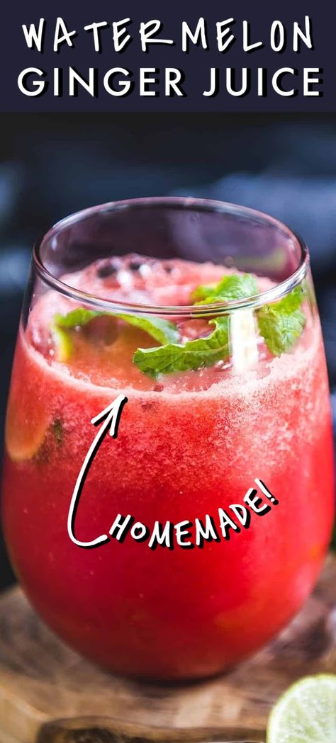 Watermelon Ginger Lemon Juice, Watermelon And Ginger Juice, Watermelon Ginger Juice, Watermelon Juicing Recipes, Ginger Juice Recipe, Cherry Margarita, Watermelon Juice Recipe, Watermelon Uses, Watermelon Smoothie Recipes