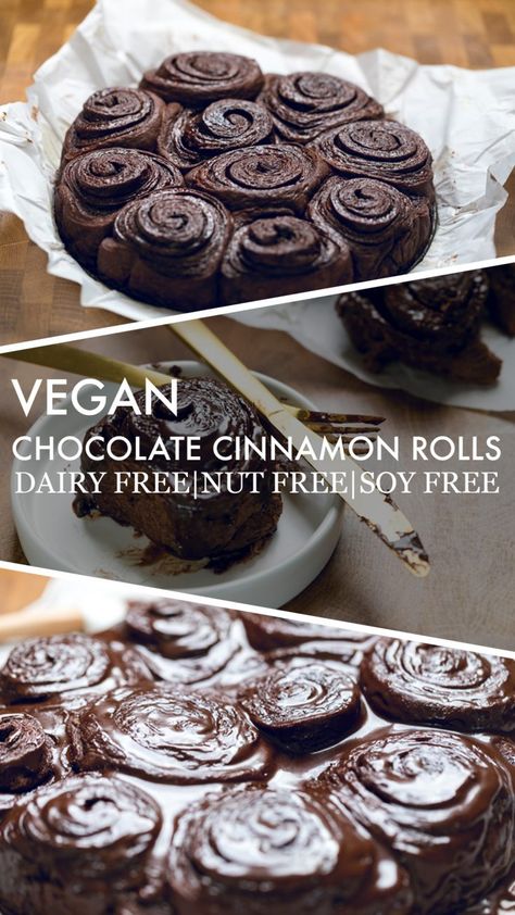 Vegan Chocolate Cinnamon Rolls - Make It Dairy Free Chocolate Cinnamon Rolls, Dessert Oreo, Vegan Cinnamon Rolls, Vegan Baking Recipes, Desserts Vegan, Tofu Scramble, Dairy Free Chocolate, Chocolate Cinnamon, Vegan Dessert Recipes