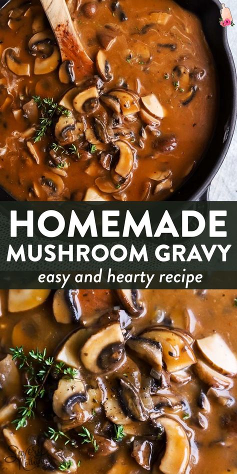 Homemade Gravy Recipe, Gravy From Scratch, Easy Gravy Recipe, Hamburger Steaks, Mushroom Gravy Recipe, Homemade Gravy, Gravy Sauce, Mushroom Gravy, Gravy Recipe