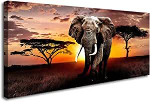 African Wild Animals, Elephant Pictures, African Paintings, Elephant Wall Art, Elephant Painting, Animals Artwork, Sunset Pictures, Living Room Pictures, Wall Art Pictures