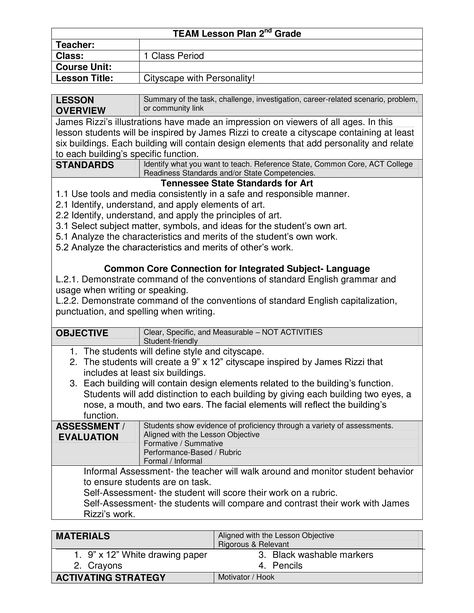 Visual Arts Lesson Plan - How to create a Visual Arts lesson plan? Download this Visual Arts lesson plan template now! Lesson Plan Template Free Elementary, Lesson Plan Examples Elementary, Art Lesson Plan Template, Teacher Plan, Unit Plan Template, Teacher Lesson Plans Template, Language Arts Lesson Plans, Elementary Art Lesson Plans, Visual Art Lessons