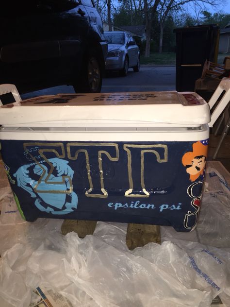 Sigma tau gamma fraternity cooler. Tri delta. Oklahoma state Fraternity Cooler, Sigma Tau Gamma, Fraternity Coolers, Tau Gamma, Cooler Ideas, Frat Coolers, Tri Delta, Sigma Kappa, Oklahoma State