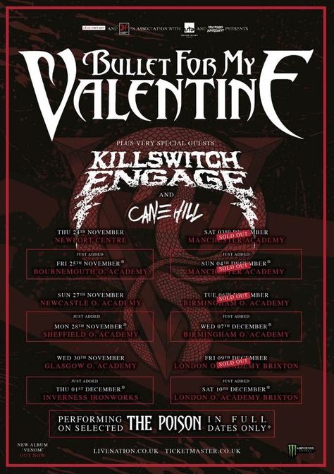 BFMV ❤️ Matt Tuck, Killswitch Engage, Bullet For My Valentine, Bournemouth, My Valentine, Special Guest, Newcastle, Birmingham, Comic Book Cover