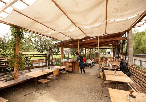 The Hay of the Farm Cafe - Food & Drink - Broadsheet Melbourne Omelette Station, Restaurant Vibes, Camping Landscape, Farm Cafe, Brewery Design, Rustic Cafe, Outdoor Restaurant Design, Houston Street, Lampang