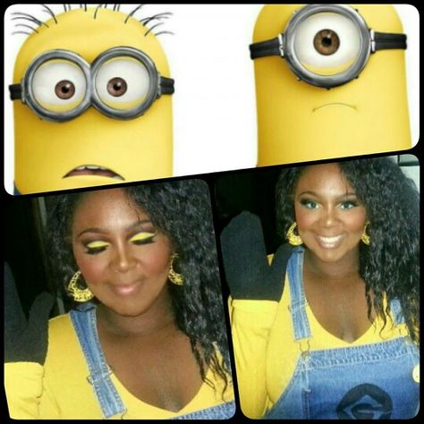 Minion Makeup Ideas, Minions Makeup, Minion Makeup, Costume Minion, Disney Inspired Makeup, Brown Skin Makeup, Fun Hair, Inspired Makeup, Halloween Make Up