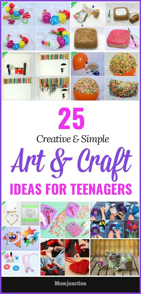 Here are the super-quick arts and crafts projects to help the teens beat the boredom. Get all those colorful and creative art ideas and activities. #activitiesforteens Simple Art And Craft Ideas, Craft Ideas For Teenagers, Simple Art And Craft, Creative Art Ideas, Art Craft Ideas, Spring Arts And Crafts, Summer Arts And Crafts, Arts And Crafts Interiors, Arts And Crafts Storage