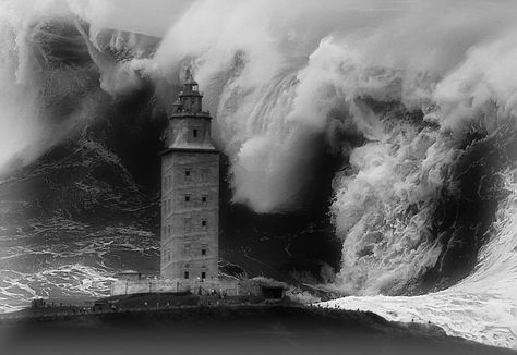 Strange Weather, Lighthouses Photography, Magic Places, Huge Waves, Lighthouse Pictures, Lighthouse Art, Beautiful Lighthouse, Stormy Sea, Beacon Of Light