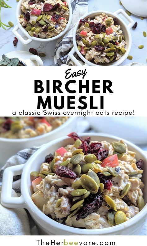 Muesli Recipe Overnight, Recipe For Overnight Oats, Recipe Overnight Oats, Bircher Muesli Recipe, Swiss Muesli, Overnight Muesli, Healthy Hearty Breakfast, Muesli Recipe, Bircher Muesli