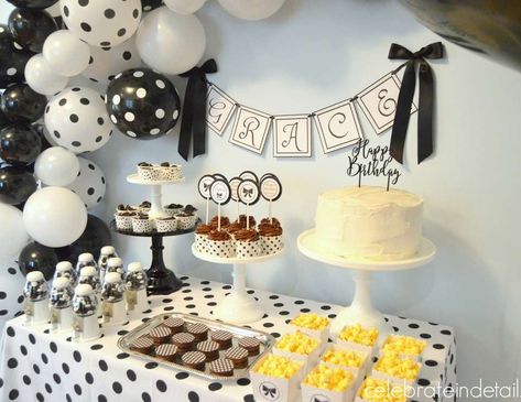 Birthday "Black & White Polka Dot Party" | Catch My Party Polka Dot Party Theme, Parisian Birthday Party, Birthday Survival Kit, Polka Dot Decor, Polka Dot Theme, Polka Dot Birthday, Polka Dot Party, Theme Party Decorations, 50th Birthday Party