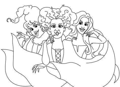 Hocus Pocus Witch Coloring Page - Free Printable Coloring Pages for Kids Hocus Pocus Coloring Pages, Hocus Pocus Book, Hocus Pocus Party, Witch Coloring Pages, Printable Coloring Pages For Kids, Tattoo Flash Sheet, Disney Colors, Sanderson Sisters, Book Tattoo