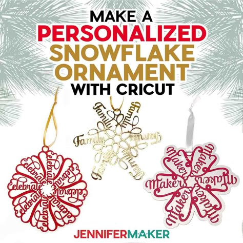 How To Make A Personalized Snowflake Ornament With Cricut Cricut Tile Ornaments, Best Cricut Projects Diy Gifts, Cricut Christmas Ball Ornaments, Free Ornament Svg Files For Cricut, 2024 Ornament Trends, Christmas Cricut Ornaments, Sublimation Ornament Ideas, Cricut Joy Xtra, Cricut Ornaments Diy