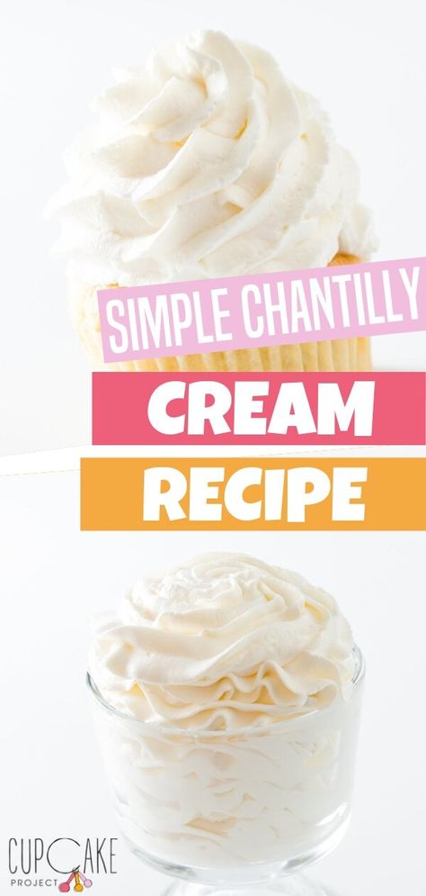 Chantilly Icing Recipe, Chantilly Cream Recipe, Chantilly Cake Recipe, Spiced Whipped Cream, Frosting Recipes Easy, Strawberry Whipped Cream, Recipes With Whipping Cream, Chantilly Cream, Treat Dispenser