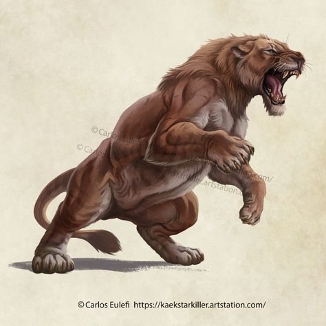 ArtStation - Cave Lion Stone Age Animals, Cave Lion, Prehistoric Animals Dinosaurs, Prehistoric Wildlife, Big Cats Art, Ancient Animals, Creature Artwork, Prehistoric Art, Horse Drawings