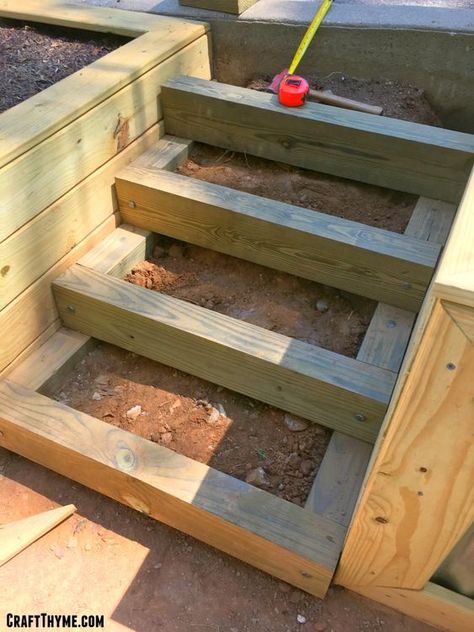 Sleeper Stairs Garden, Wood Retaining Wall With Steps, Pea Gravel Steps, Steps In Retaining Wall, Gravel Stairs, Landscape Stairs, Timber Stair, Landscape Steps, Sloped Backyard