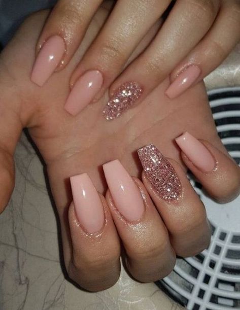 Rose Gold Nails Glitter, French Pedicure, Gold Glitter Nails, Rose Gold Nails, Ballerina Nails, Trim Nails, Glitter Nail Art, Coffin Nails Designs, Dream Nails