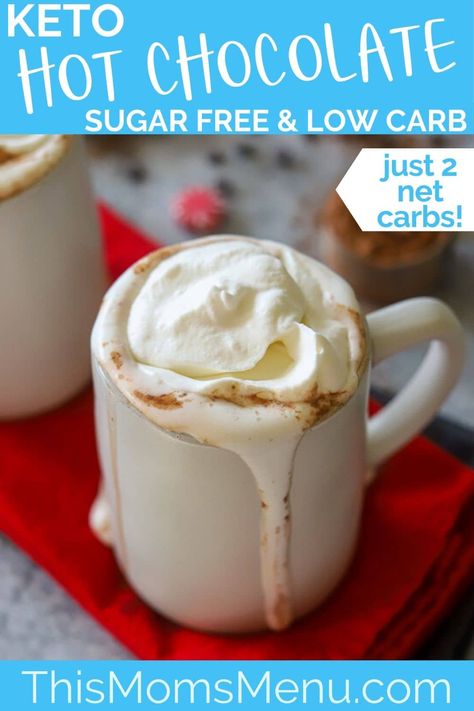 Keto Hot Chocolate Recipe, Keto Hot Chocolate, Sugar Free Hot Chocolate, Low Carb Drinks, Hot Cocoa Recipe, Cocoa Recipes, Peppermint Hot Chocolate, Low Carb Sweeteners, Sugar Free Low Carb